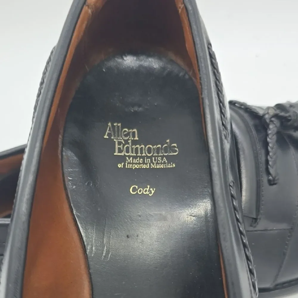 Allen Edmonds Black Woven Tassel Kiltie Loafers